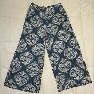 Rachel Zoe Blue Floral Linen Palazzo Capris